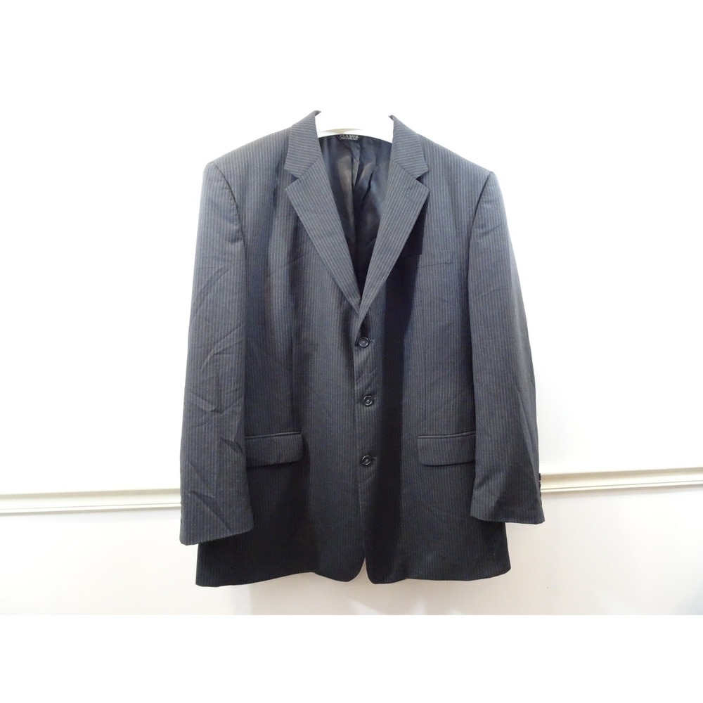 Jos. A. Bank Mens 50L Pinstripe Wool Suit Jacket Blazer Charcoal Gray 3-Button